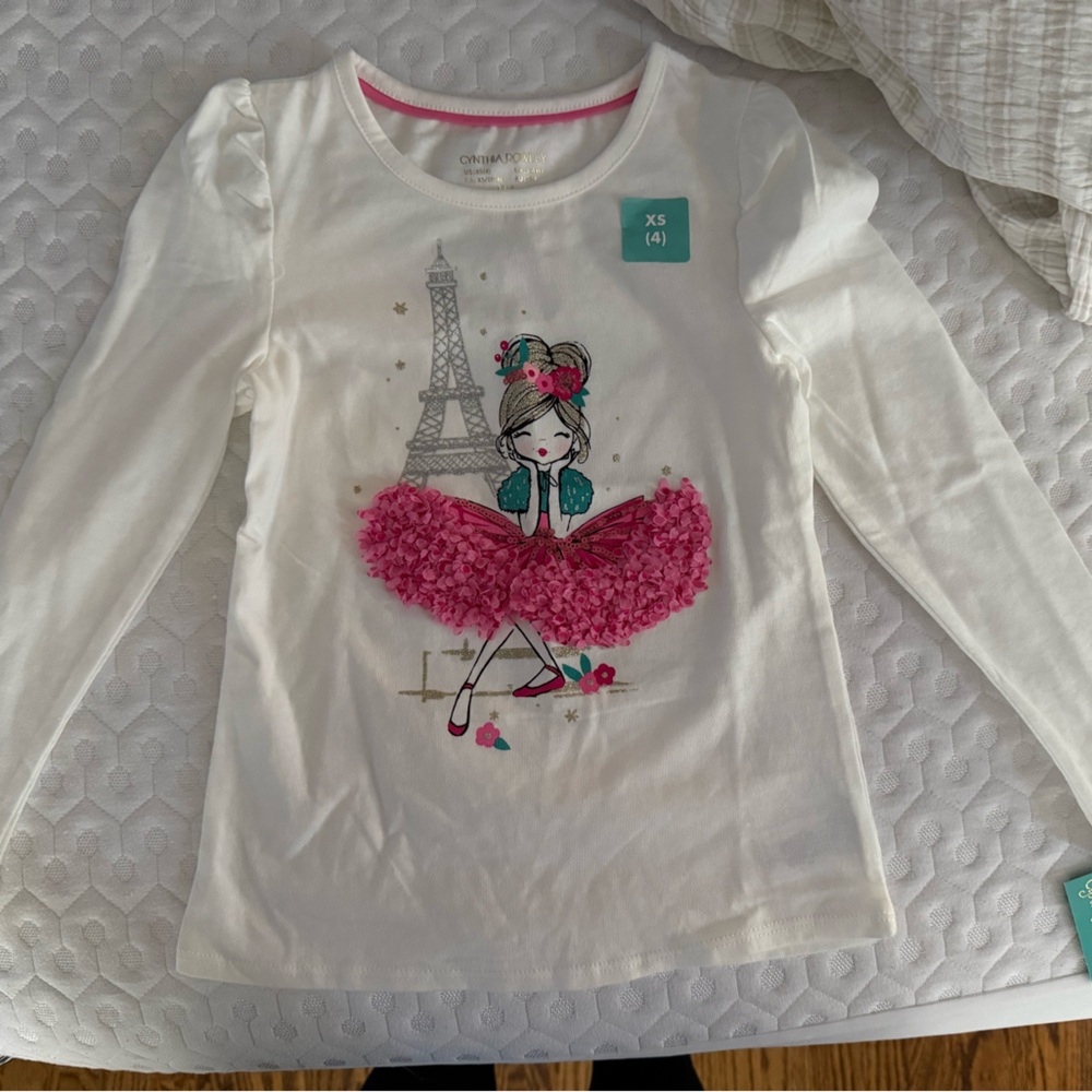 Cynthia Rowley White and Pink Long Sleeve Tee